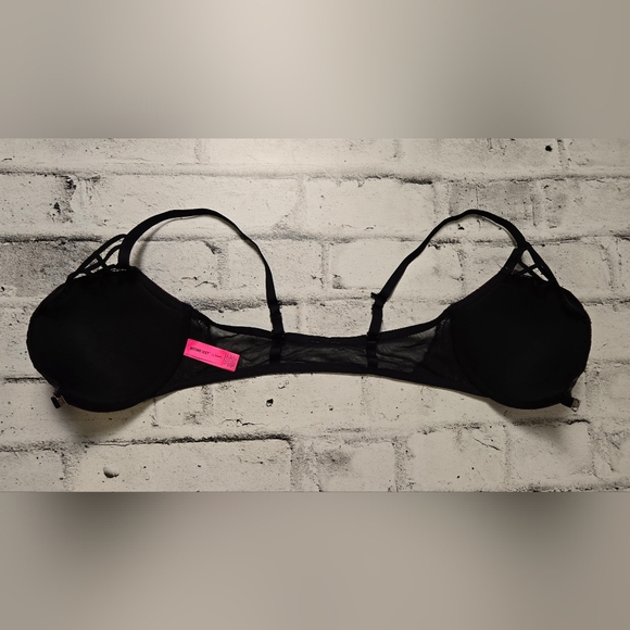 La Senza Black Red Lace Front Close Bra 32DD Underwire - Picture 10 of 12